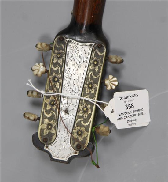 An exhibition quality Art Nouveau design Italian mandolin, by Romito and Carbone 1905, 60cm long